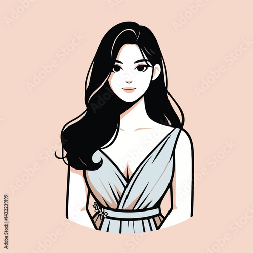 vector image of woman wearing beautiful dress