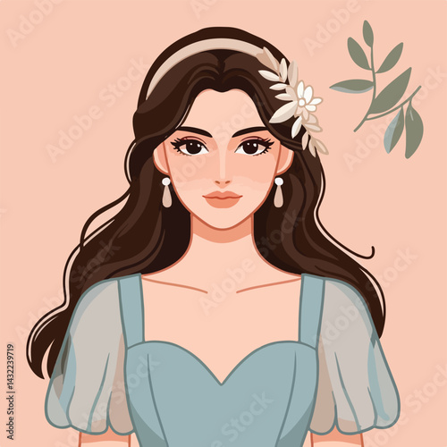 vector image of woman wearing beautiful dress