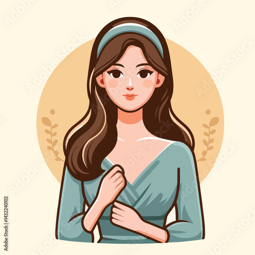 vector image of woman wearing beautiful dress