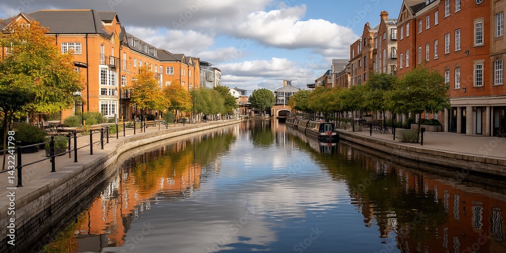 Fototapeta premium Canal Cityscape Reflections