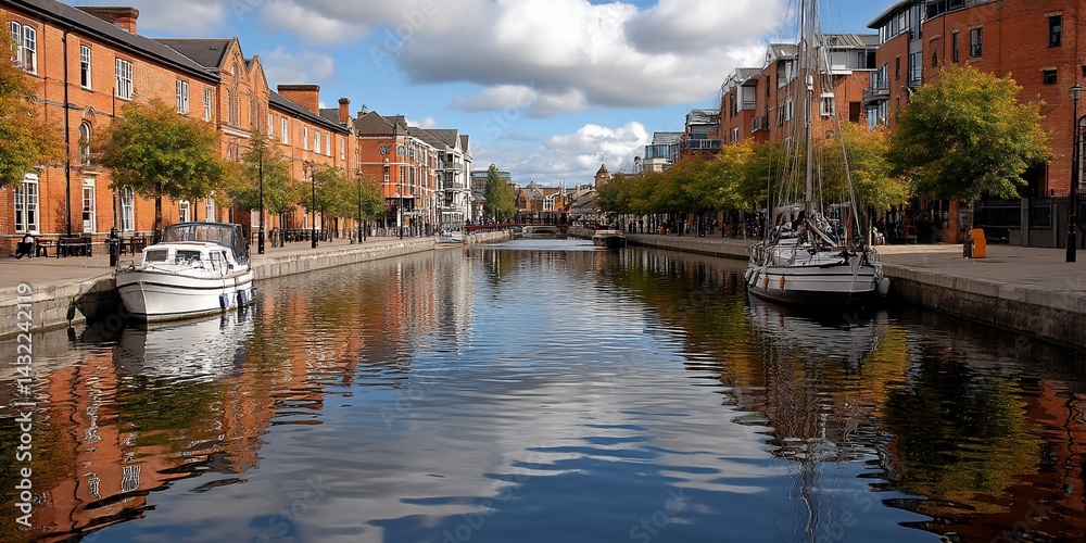 Fototapeta premium Canal Town Scene