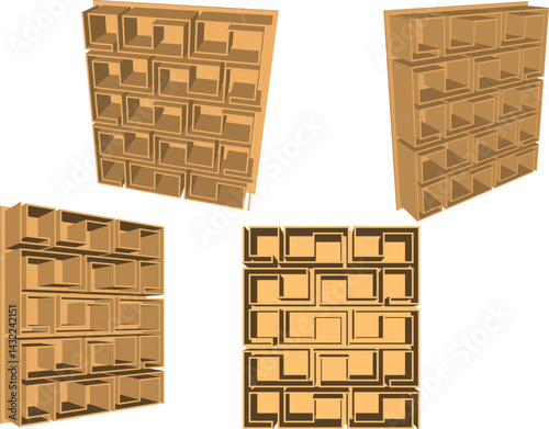 vector sketch illustration design wardrobe shelf furniture bookcase modern minimalist for home interior living room