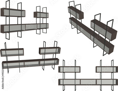 vector sketch illustration design wardrobe shelf furniture tv cabinet modern industrial for home interior living room