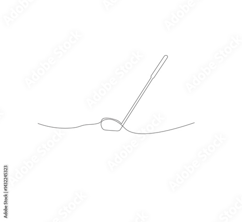One continuous line drawing of golf putter, golf line icon, white background,one continuous line drawing of Golf sport vector illustration, abstract one line icon drawing.