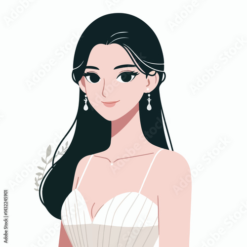 vector image of woman wearing beautiful dress