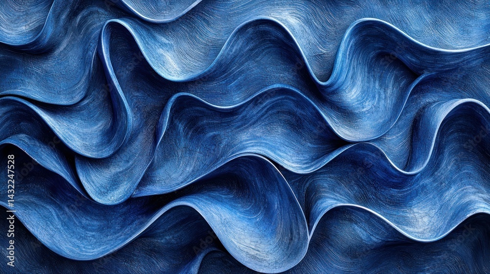 Obraz premium Abstract Blue Waves: A Serene Study in Texture and Form