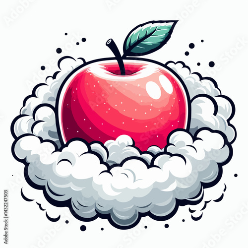 apple fruit vector illustration with smoke and logo