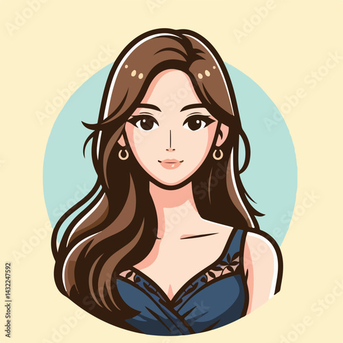 vector image of woman wearing beautiful dress