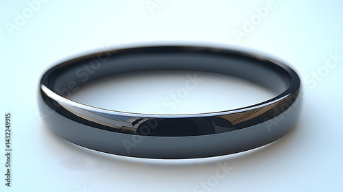 Sleek Black Ring: A Close-Up of Modern Jewelry on a Soft White S