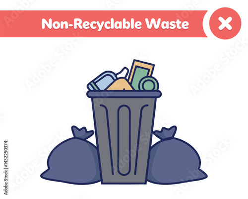Non-Recyclable Waste Bin Illustration