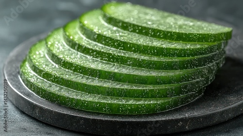 Close-up of Sliced Aloe Vera on Dark Background