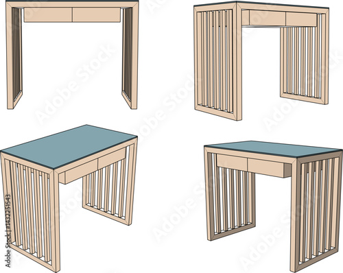 vector sketch illustration of modern minimalist dressing table furniture design