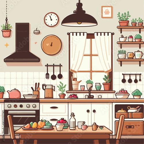kitchen room vector illustration