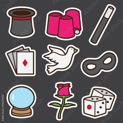 set of magician good for sticker badge, element design, icon, print design, etc