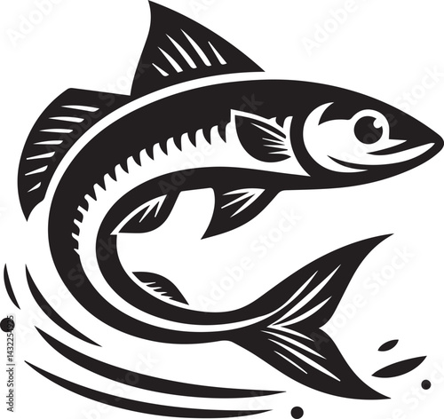 fish vector illustration, fish logo silhouette vector