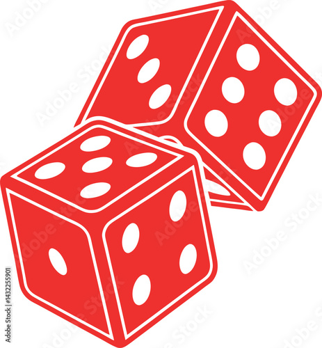 Red Dice Pair Icon Design photo