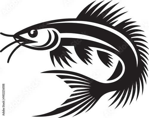 fish vector illustration, fish logo silhouette vector