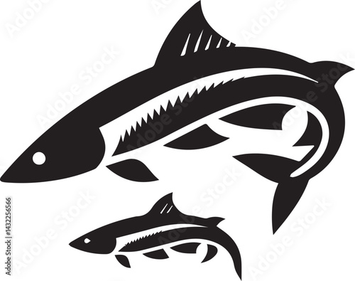fish vector illustration, fish logo silhouette vector
