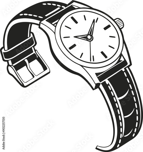Classic Analog Watch with Leather Strap Design