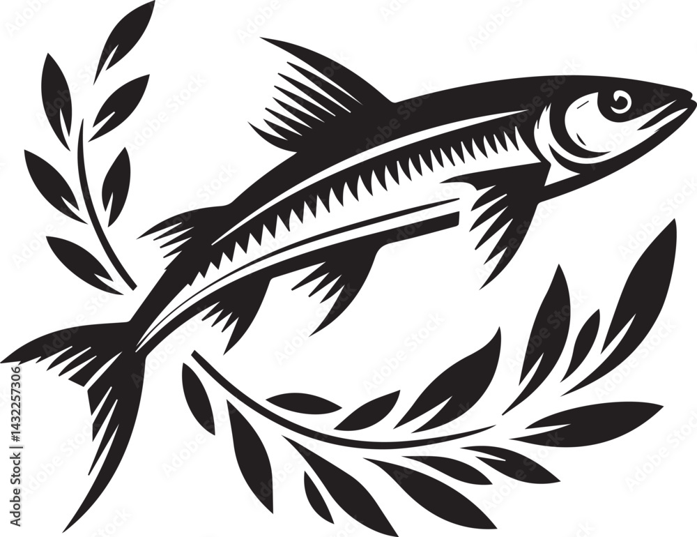 Obraz premium fish vector illustration, fish logo silhouette vector