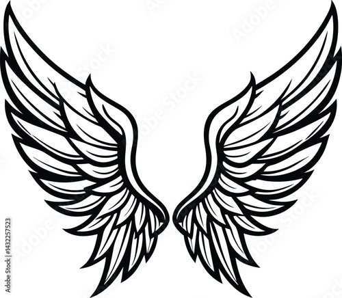 Angel Wings Outline Tattoo Design