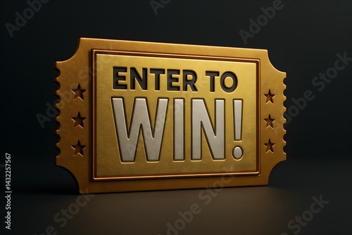 enter to win contest prize golden ticket promotion giveaway sweepstakes lucky winner reward chance game success banner announcement reward opportunity marketing concept bold sign