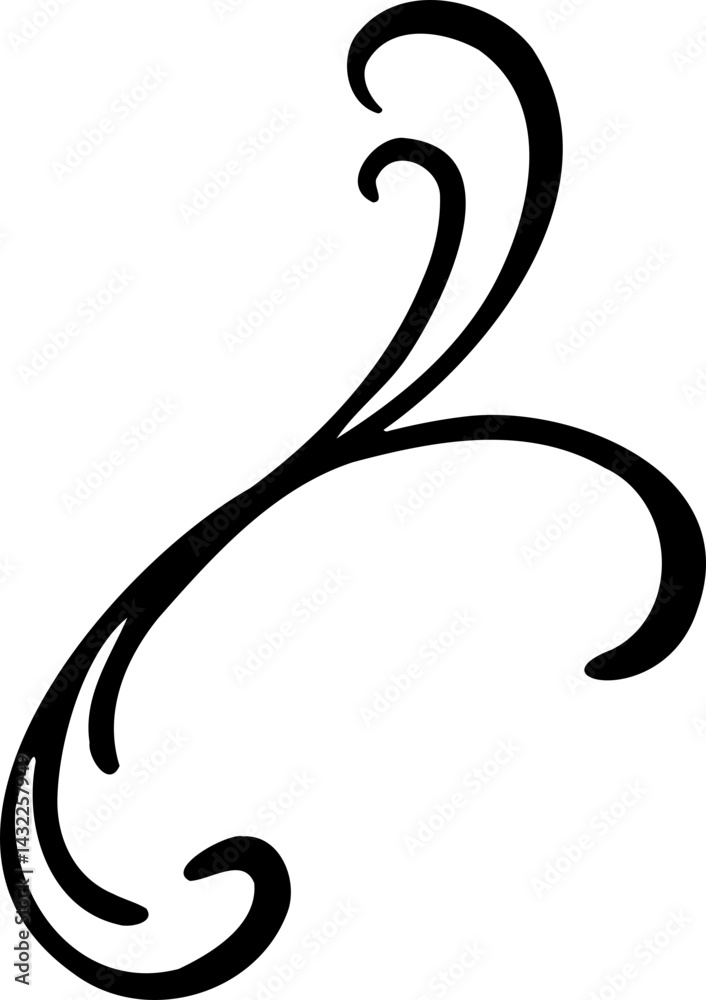Fototapeta premium Calligraphy Curvy Line Floral Decoration