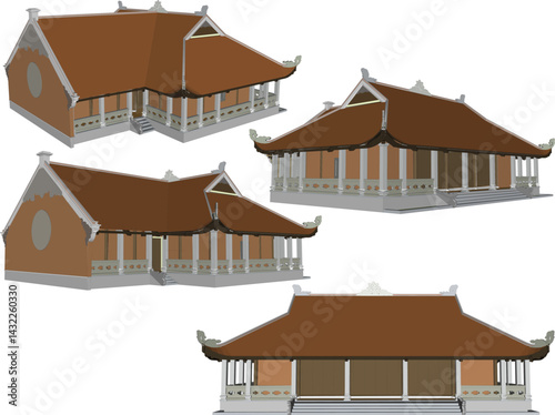 vector sketch illustration silhouette design drawing architecture house temple old classic vintage ethnic traditional  