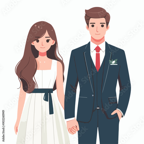 vector image of man and woman wearing cool suit and beautiful dress