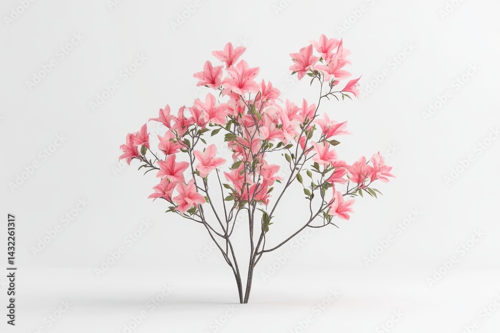 Floral arrangement with pink blossoms against a plain white backdrop studio Floral arrangement with pink blossoms against a plain white backdrop studio