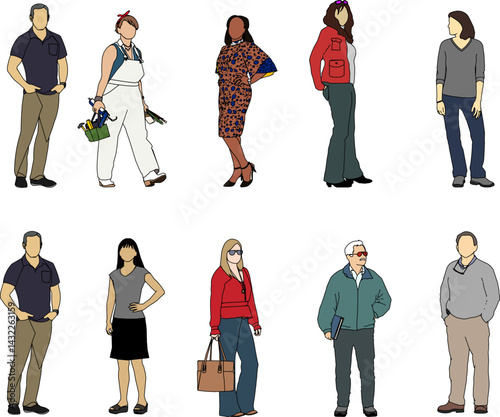 vector sketch illustration silhouette design of various human activities with their work as a complement to the image 
