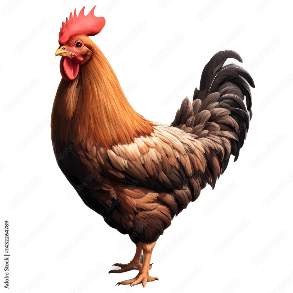 Fototapeta premium cartoon chicken character standing alone isolated on a transparent background. 