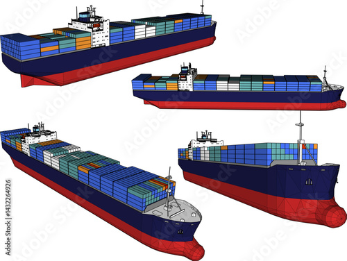 vector sketch illustration silhouette design of cargo ship carrying goods to travel around the world  