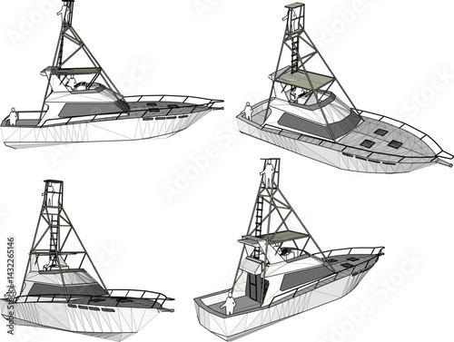 vector sketch illustration silhouette design of cruise ferry ship for world travel  