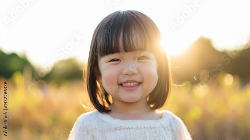 幸せいっぱいの笑顔の日本人女の子ポートレート（子供・キッズ・かわいい・楽しい・大好き）