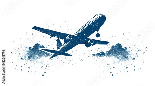Plane Grainy Textured Icon for Overlay Watermark - Professional Stock Image