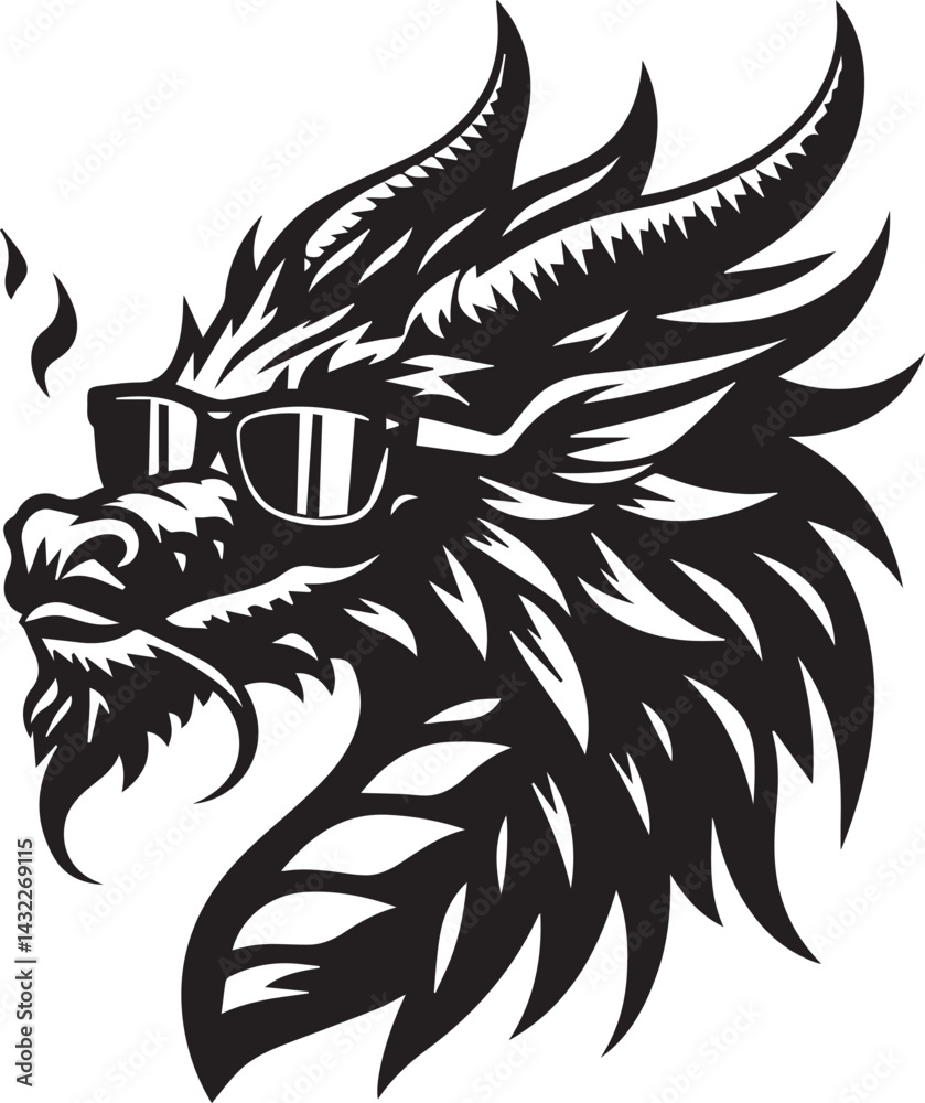 Obraz premium dragon vector, dragon head logo silhouette vector