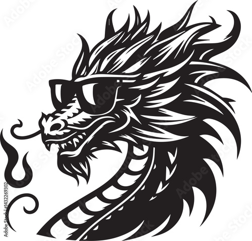 dragon vector, dragon head logo silhouette vector