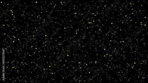 Yellow particles appearing on black background