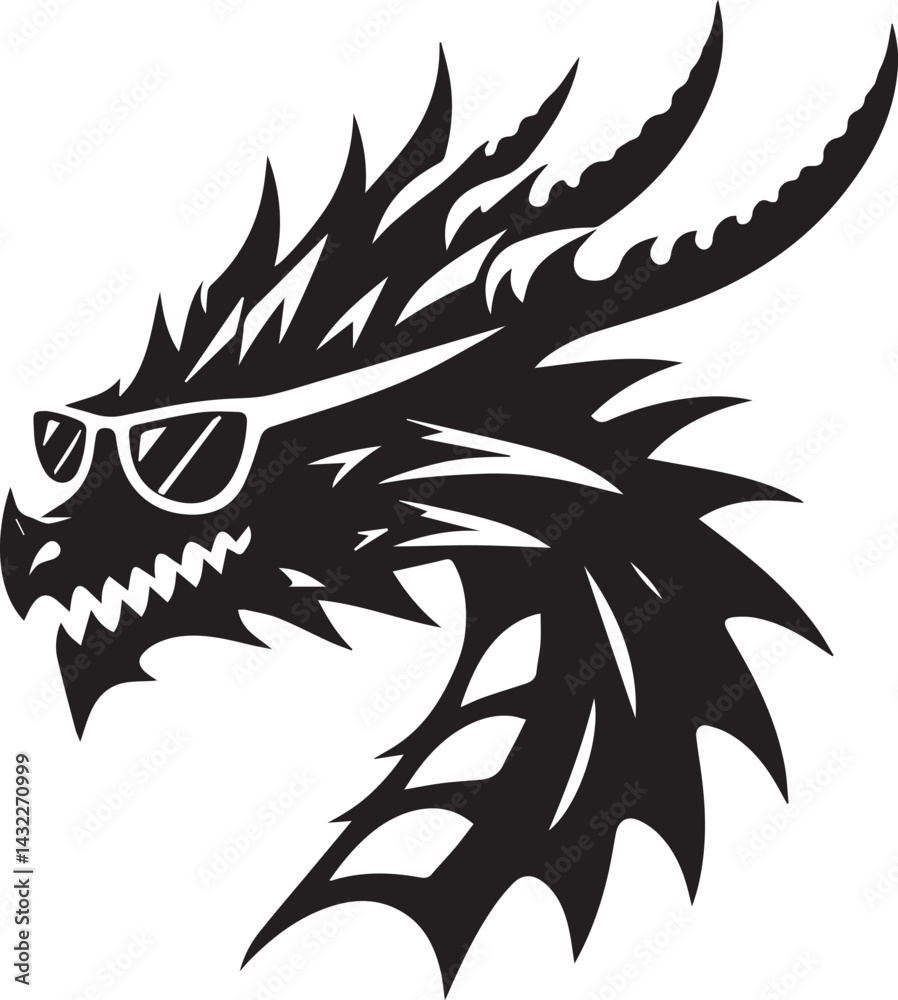 Obraz premium dragon vector, dragon head logo silhouette vector