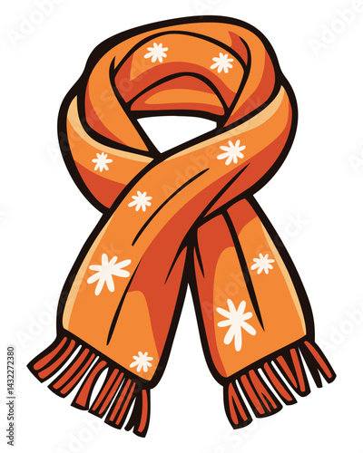 Winter scarf in fall color. Editable color vector