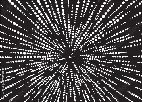 Fototapeta Naklejka Na Ścianę i Meble -  Circular starburst explosion texture. Distressed uneven grunge background. Abstract vector illustration. Overlay to create interesting effect and depth. Isolated on white background.