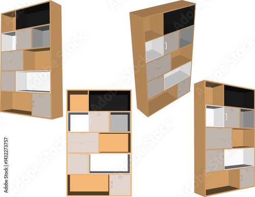 vector sketch illustration wardrobe design modern minimalist furniture shelf for home interior living room