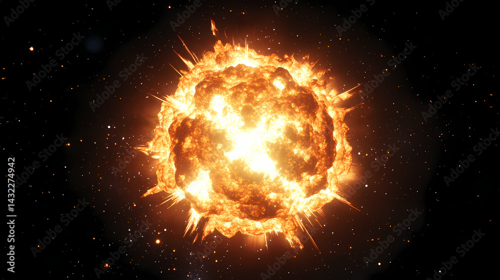 Fototapeta premium A stellar forge where new planets are born from cosmic collisions. supernova forged. illustration. Stellar Forge. Illustration