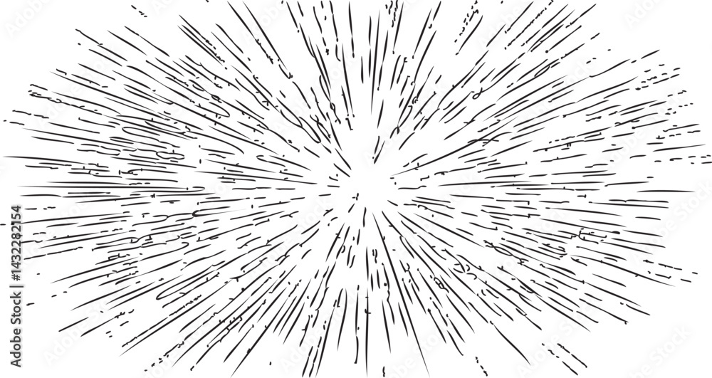 Fototapeta premium Circular starburst explosion texture. Distressed uneven grunge background. Abstract vector illustration. Overlay to create interesting effect and depth. Isolated on white background.