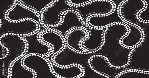 Monochrome texture composed of irregular graphic elements. Distressed uneven grunge background. Abstract vector illustration. Overlay for interesting effect and depth. Isolated on white background.
