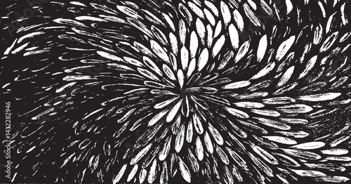 Circular starburst explosion texture. Distressed uneven grunge background. Abstract vector illustration. Overlay to create interesting effect and depth. Isolated on white background.