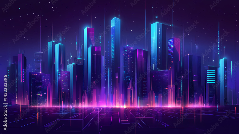 High-tech building construction event in urban skyline residence environment. Event Horizon. Illustration High-tech building construction event in urban skyline residence environment. Event Horizon. Illustration