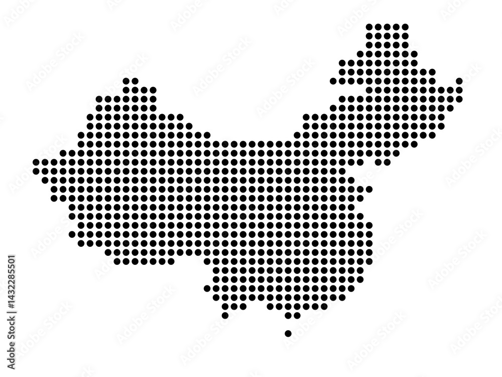 Dotted map of China Small Dotted map of China Small