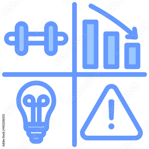 Swot Analysis Lineal Blue Icon